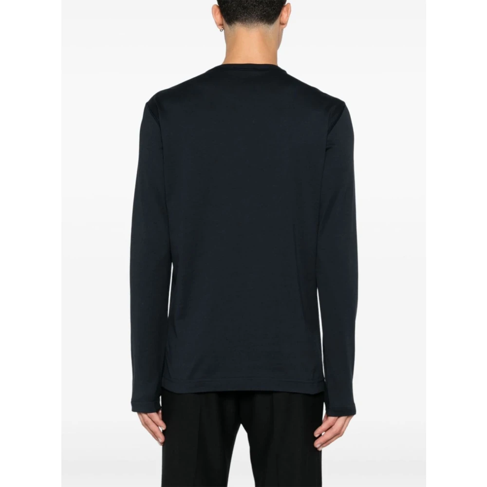 Dolce & Gabbana Blauw Geribbelde Ronde Hals Lange Mouw Shirt Blue Heren