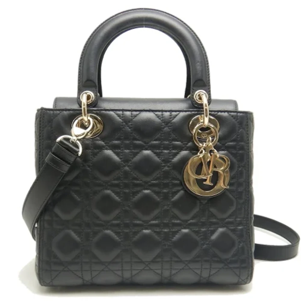 Dior Vintage Pre-owned Leather handbags Black Dames