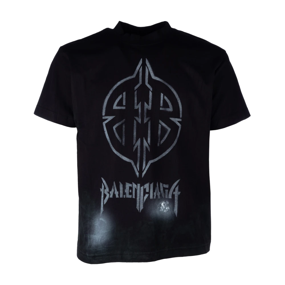 Balenciaga Casual katoenen T-shirt voor mannen Black Heren