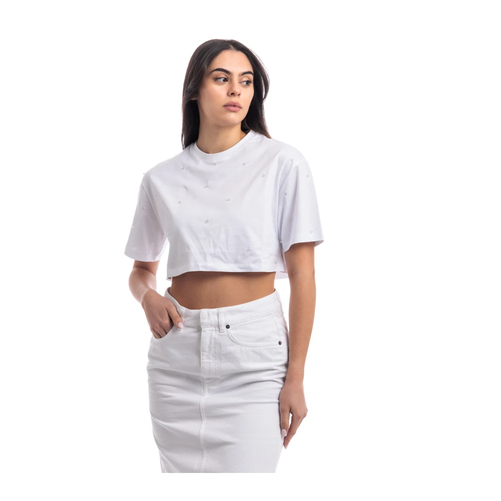 Dondup Studded T-shirt White Dames