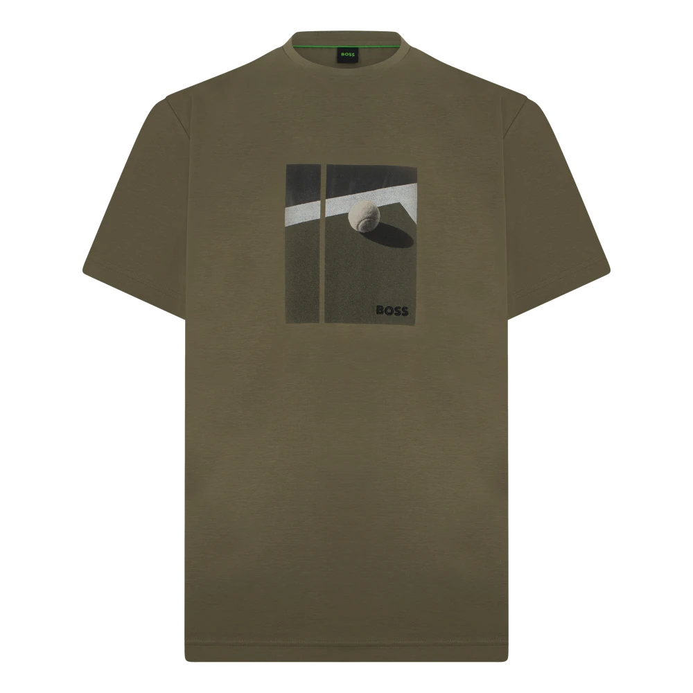 Hugo Men's Green T-Shirts, Xl, Cotton T-Shirt With Print
