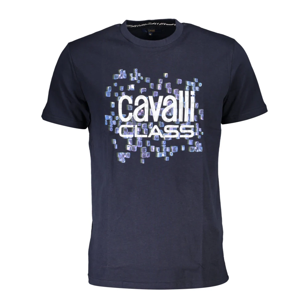 Cavalli Class Blauw T-shirt met korte mouwen en logo Blue Heren