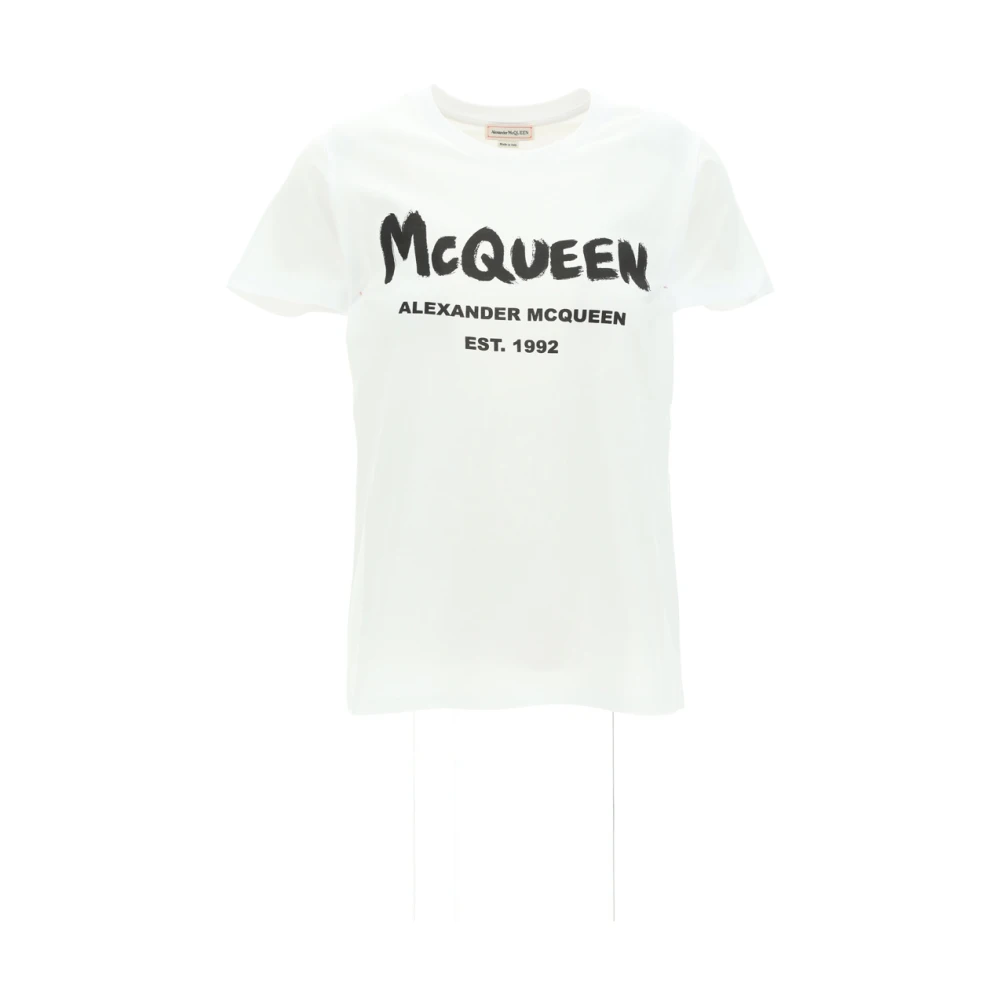 Alexander mcqueen Graffiti Print T-Shirt White Dames