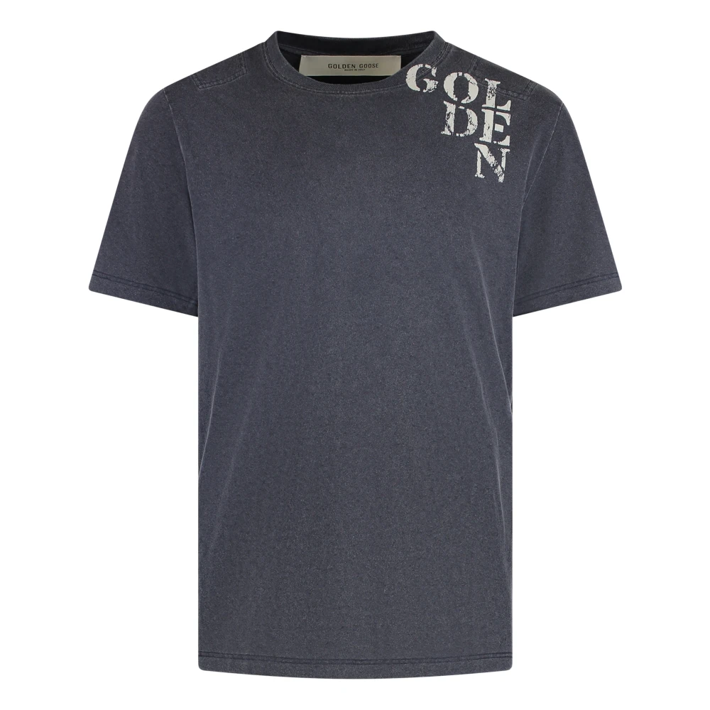 Golden Goose Men's Blue T-Shirts, S, Crew Neck Cotton T-Shirt