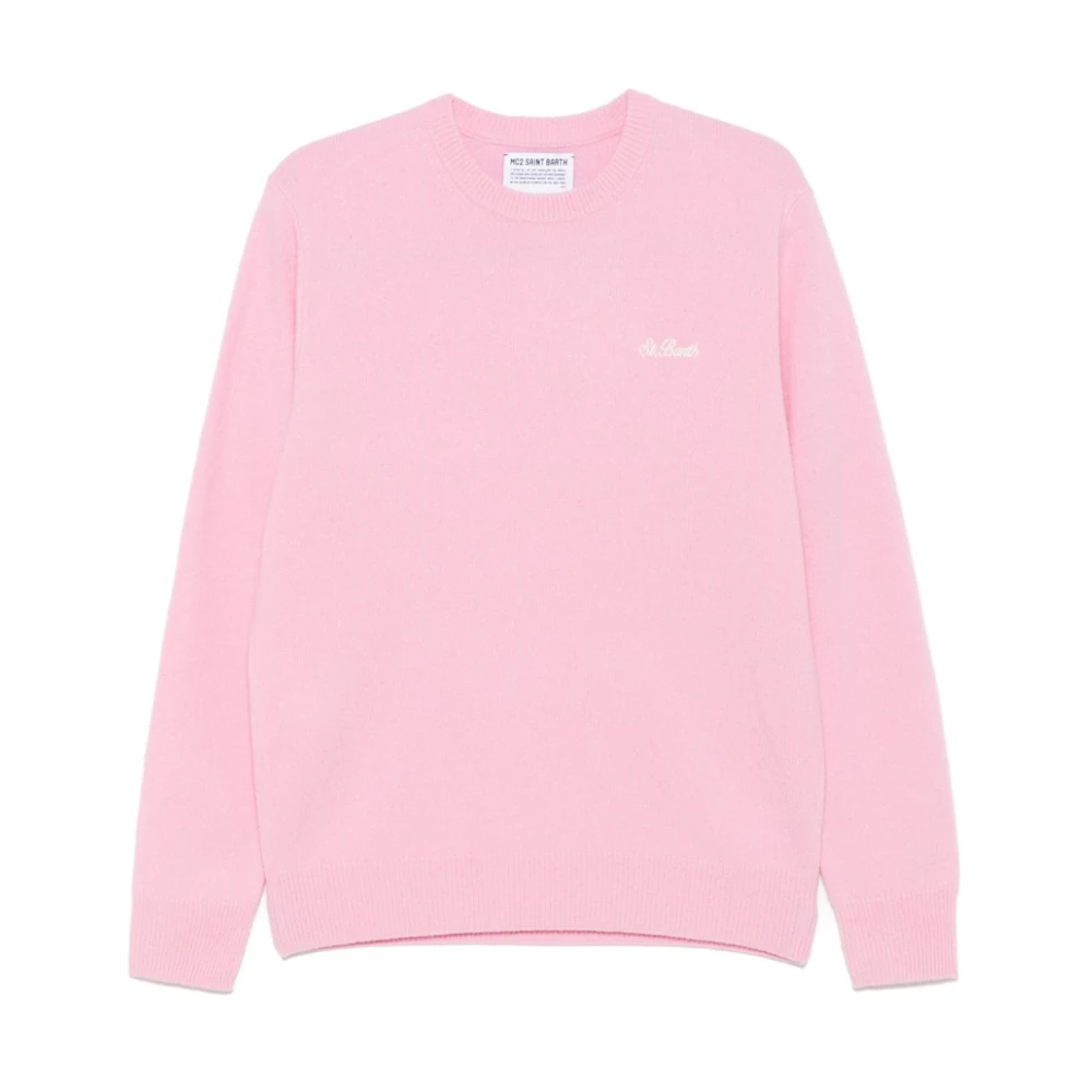 MC2 Saint Barth Roze Wol Logo Trui Pink Heren