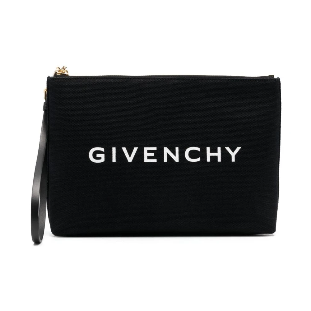 Logo-Print Clutch Bag Svart/Hvit