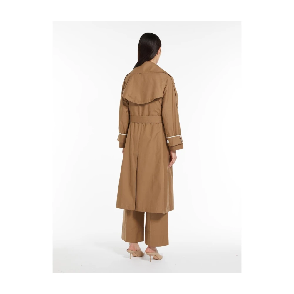 Max Mara Karamel Katoenen Waterdichte Trenchcoat Beige Dames