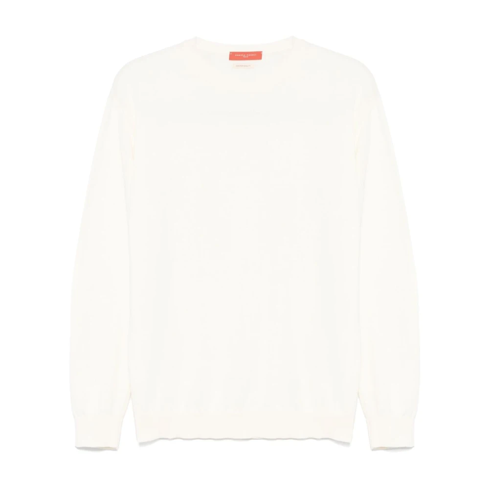 Daniele Fiesoli Beige Trui met Witte Geribbelde Details Beige Heren