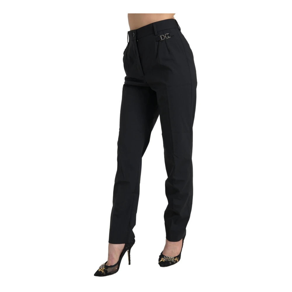 Dolce & Gabbana Premium Wool Tapered Pants Black Dames