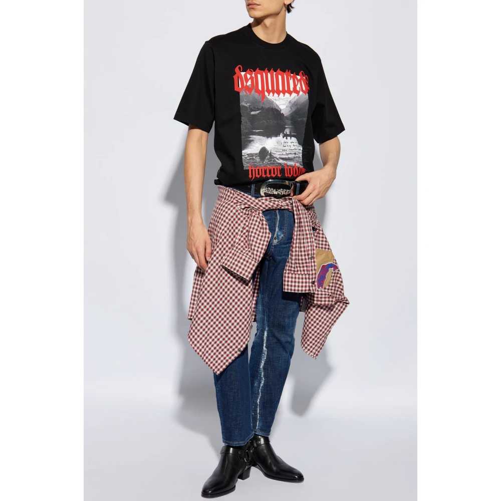 Dsquared2 T-shirt met logo Black Heren