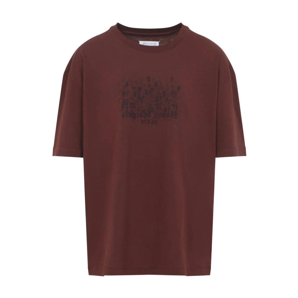 Maison Margiela Men's Red T-Shirts, M, Cotton Numerical T-Shirt