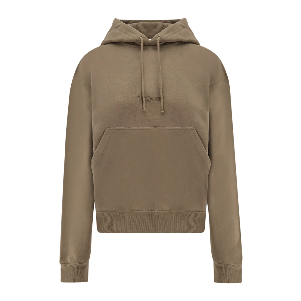 Saint Laurent Katoenen sweatshirt met logoborduursel Green Dames