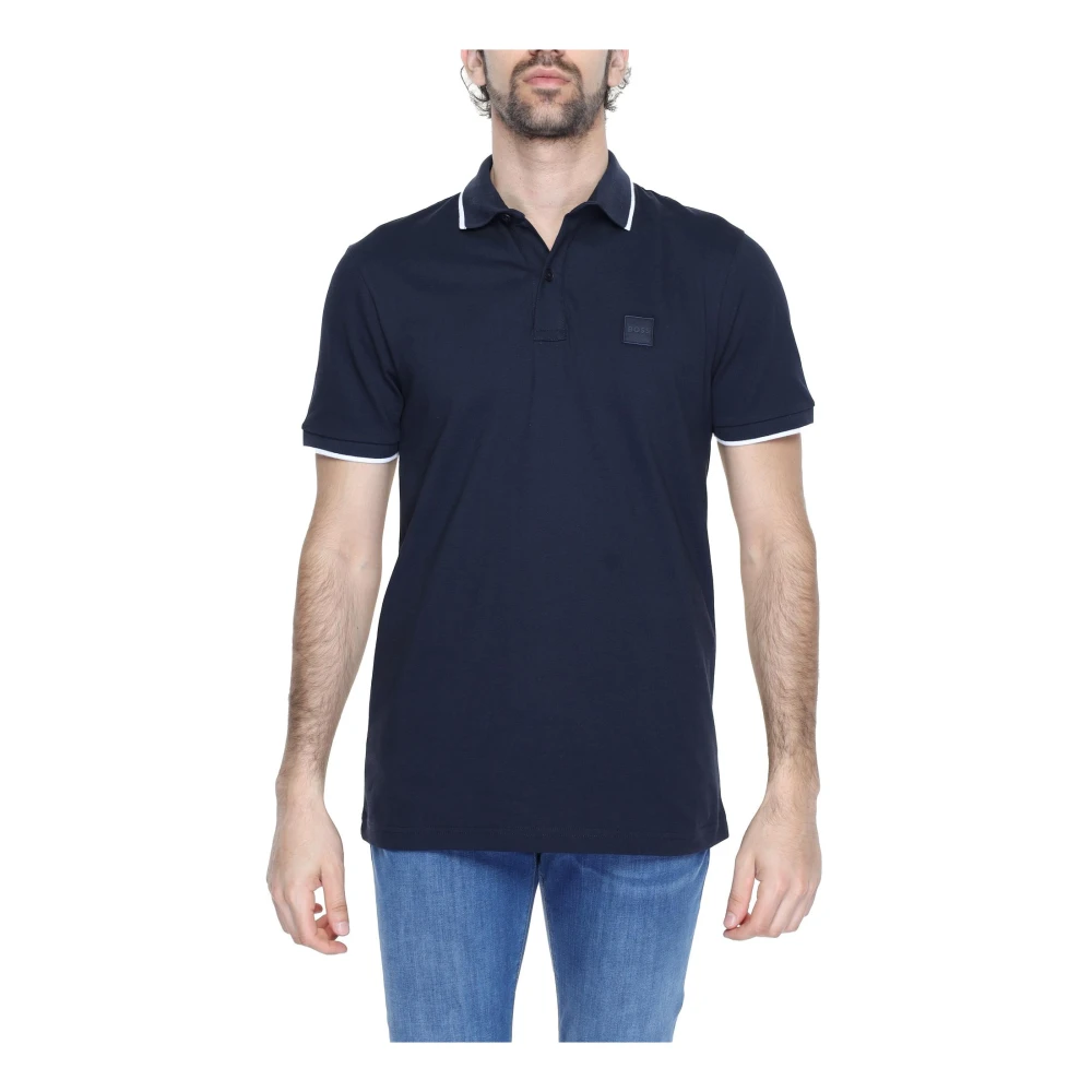 Hugo Boss Blauw Slim Fit Polo Shirt met Logo Patch Blue Heren