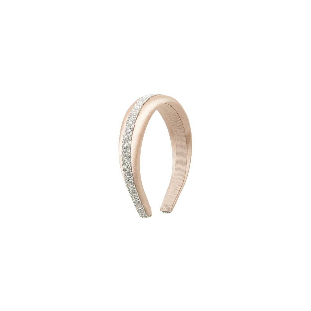 Peserico Sidensatin hårband Beige, Dam