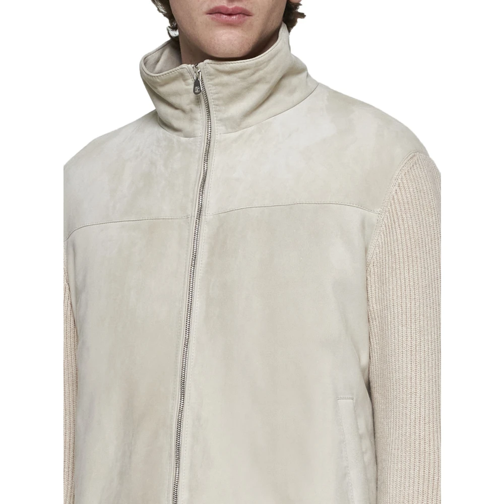 BRUNELLO CUCINELLI Natuurlijke Beige Suède Bomberjack Beige Heren