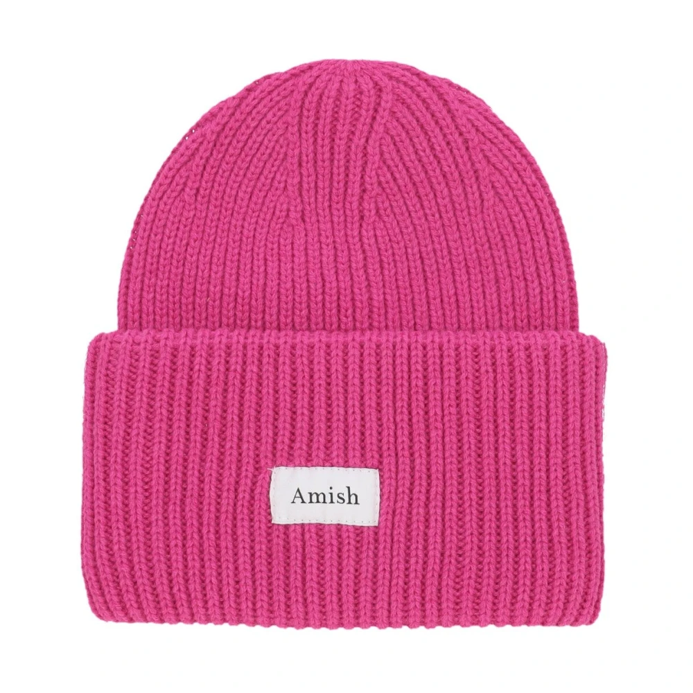 Amish Knock Out Pink Wollen Blend Beanie Pink Heren