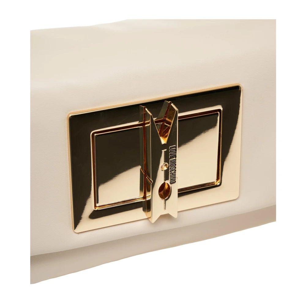 Love Moschino Stijlvolle Witte Schoudertas met Gouden Accenten White Dames