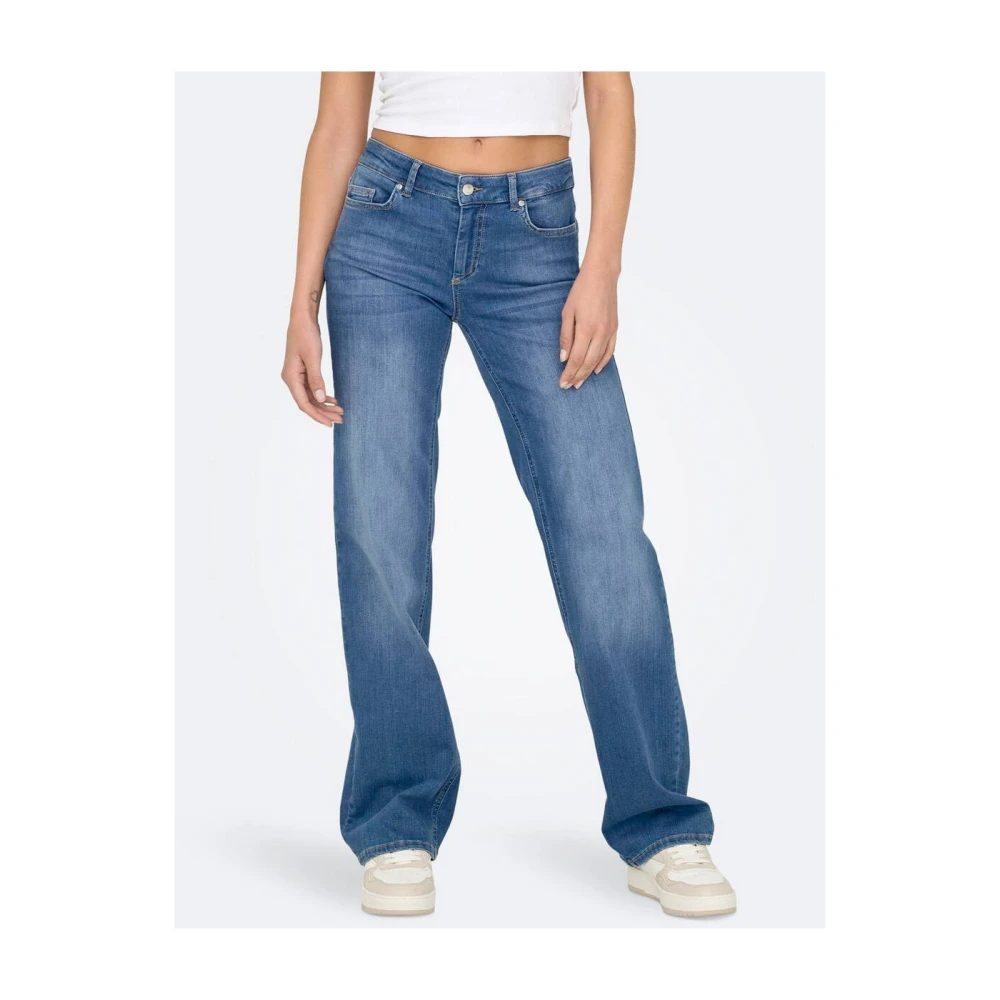 Only Mid Straight Denim Jeans Blue Dames