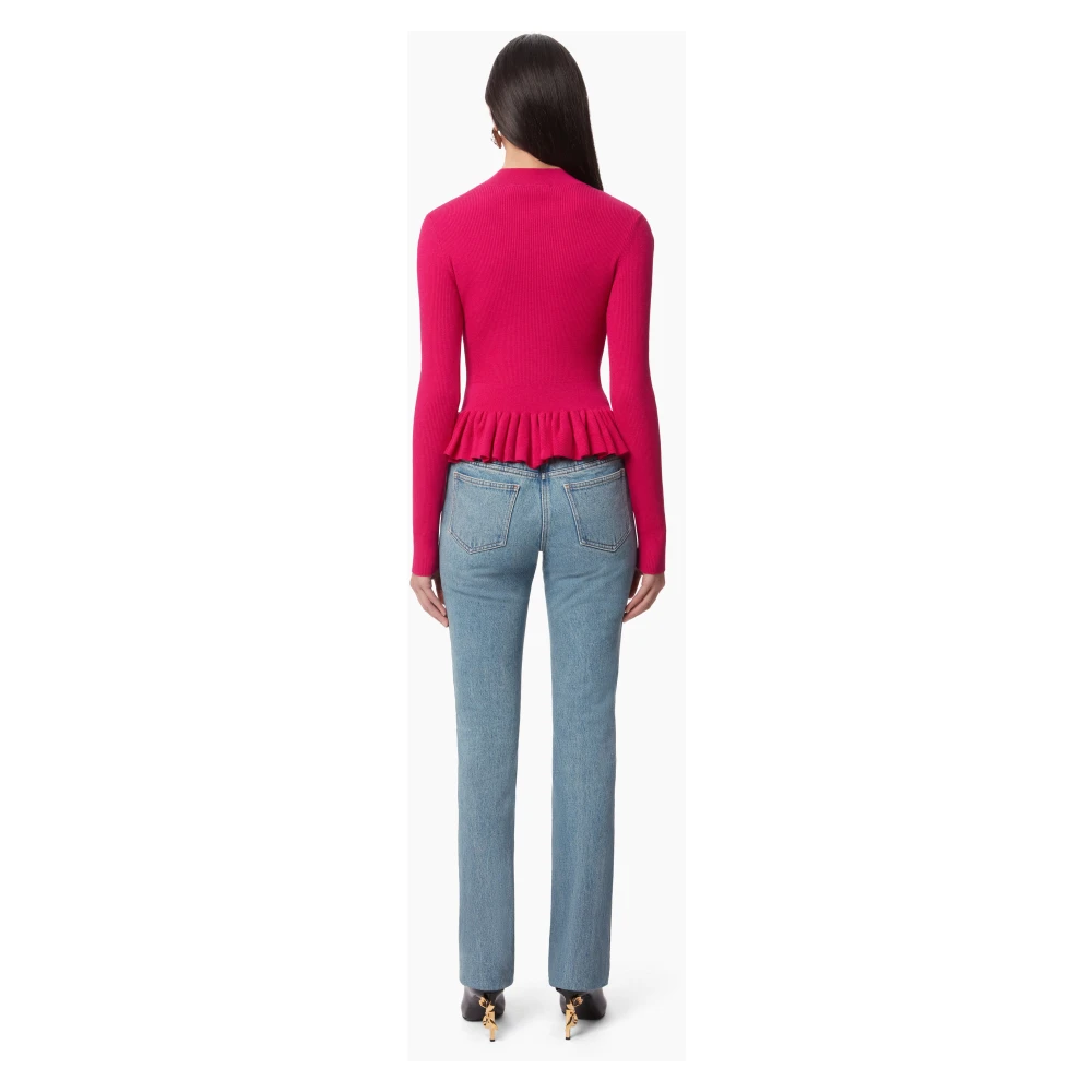 Nina Ricci Ruffle Peplum Sweater in Roze Pink Dames