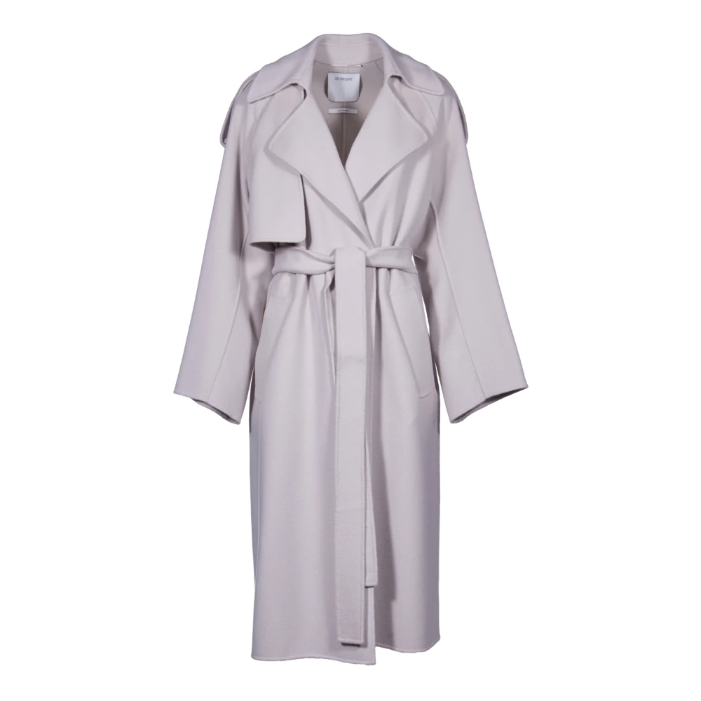 SPORTMAX Grijze Wollen Trenchcoat Gray Dames