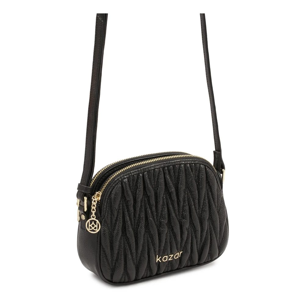 Kazar Kleine zwarte riem handtas met modieuze quilting Black Dames