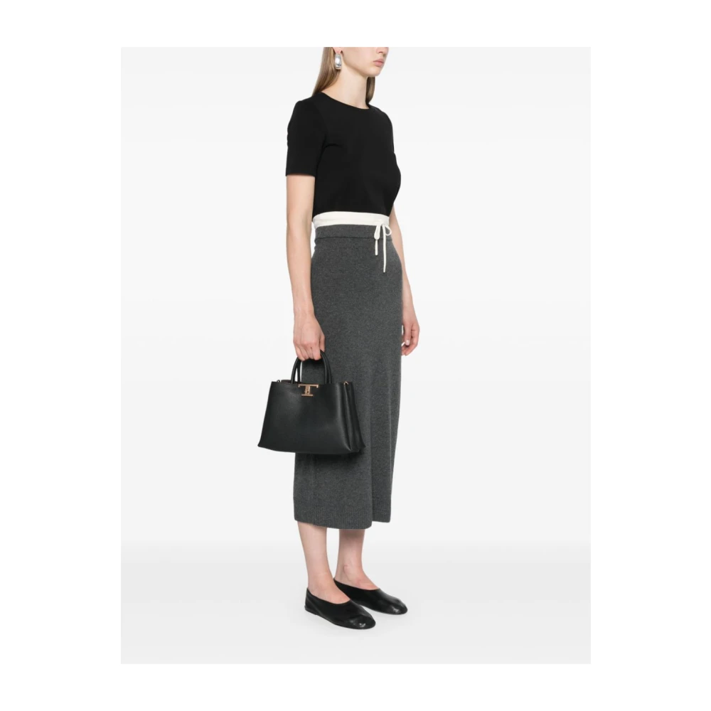 TOD'S Zwarte kalfsleren boodschappentas met draaislot gesp Black Dames