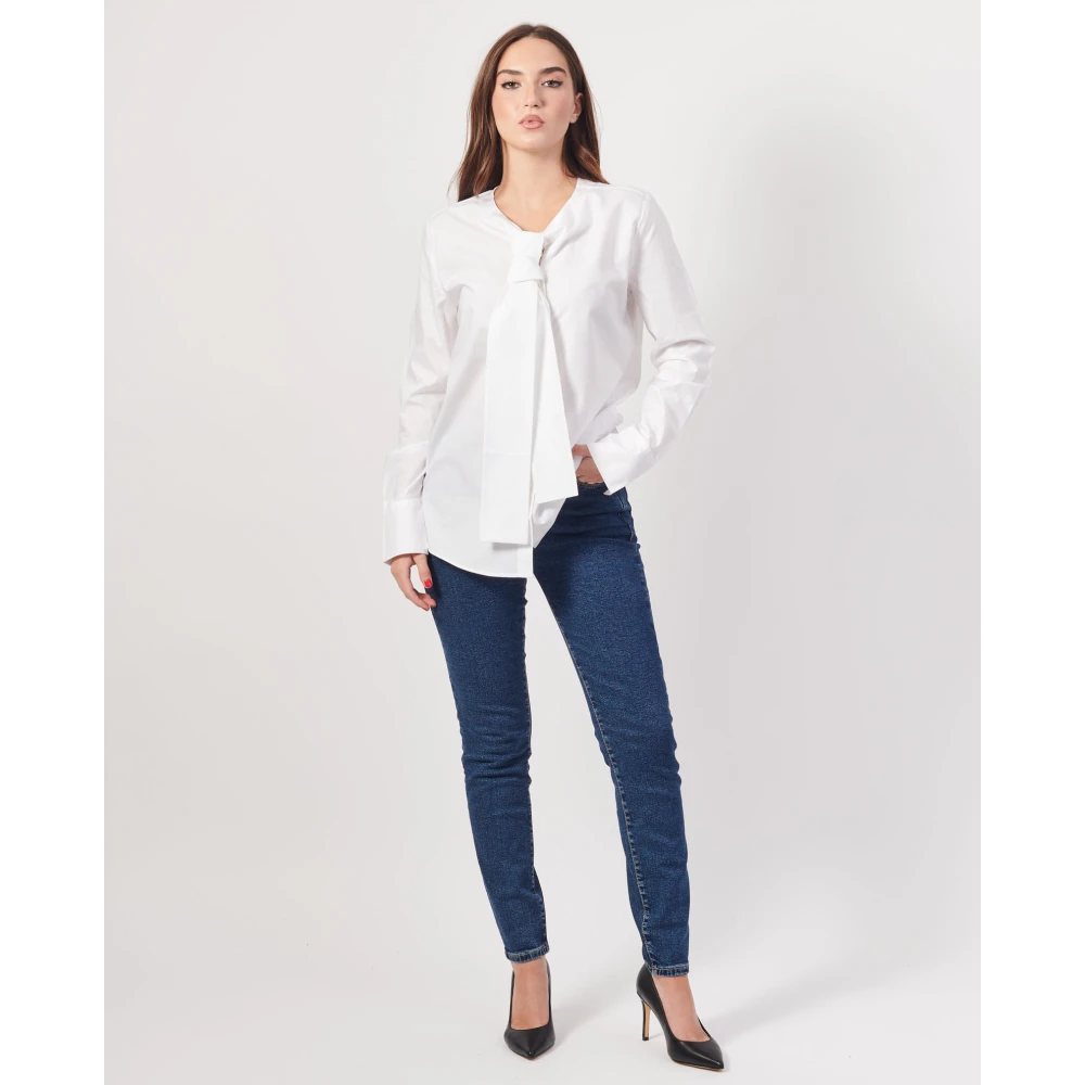 Armani Exchange Witte Blouse met Strik Detail White Dames