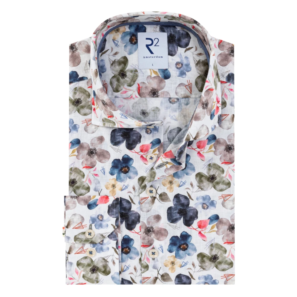 R2 Amsterdam Men's Multicolor Long Sleeve Shirt 132.Wsp.019 - Casual Shirts - L - Shirts