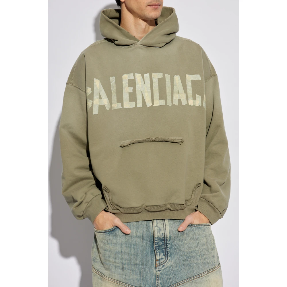 Balenciaga Sweatshirt met Vintage Effect Green Heren