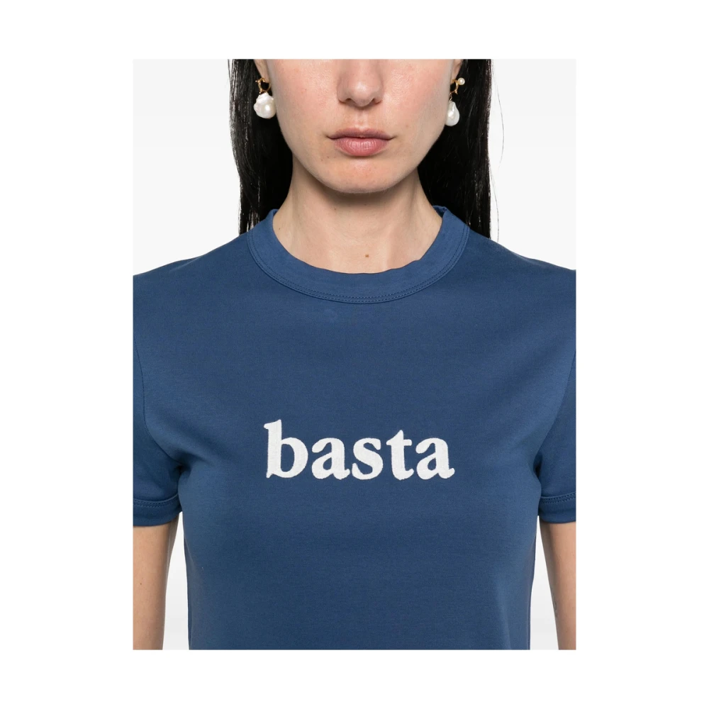Maison Labiche Navy Blue Crew Neck T-shirt Blue Dames