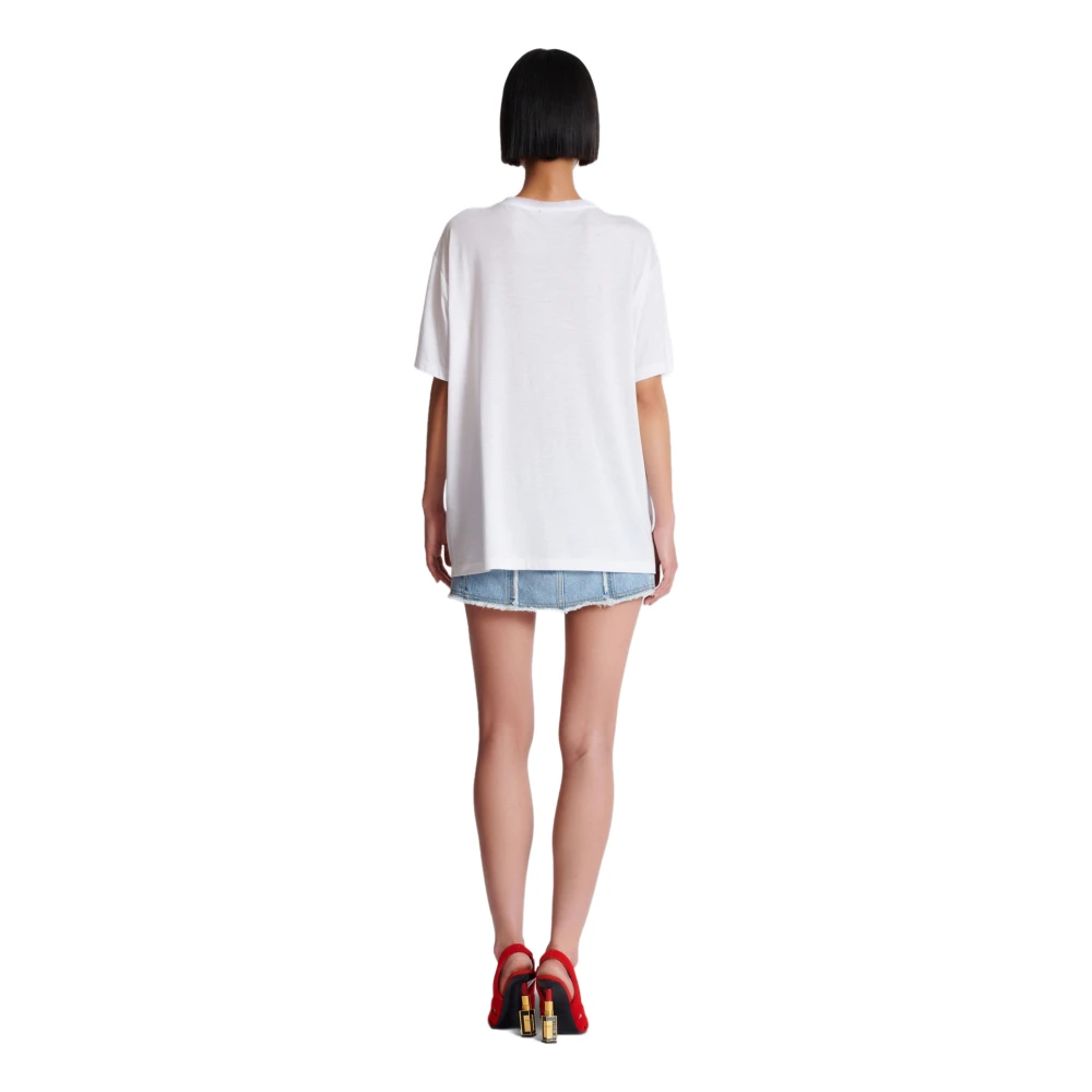 Balmain Gedrukt Beauty T-shirt met patches White Dames