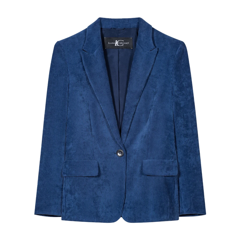 LUISA CERANO Corduroy Casual Blazer Klassieke Kraag Blue Dames