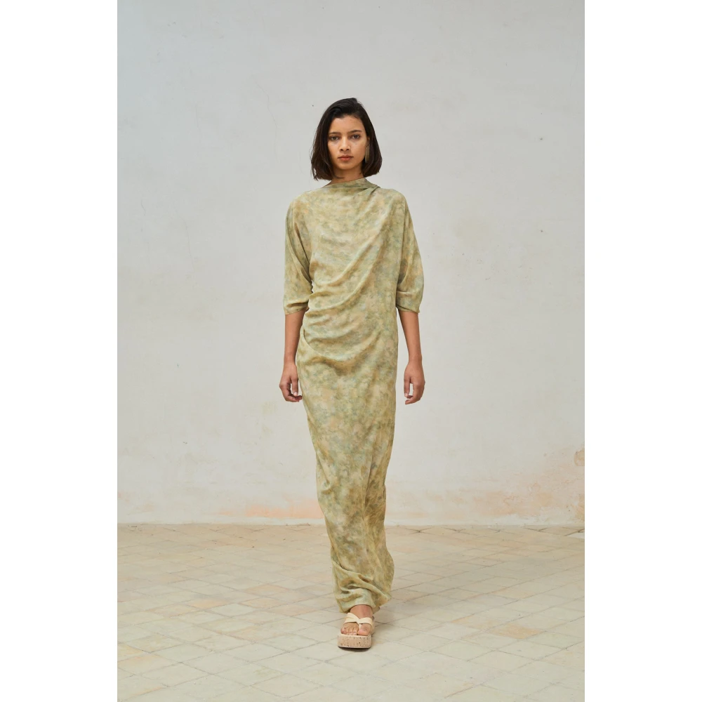 Cortana Zijden Hope Print Lange Jurk Green Dames