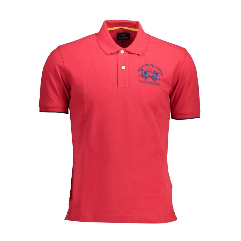 LA MARTINA Polo Shirt met Contrast en Borduursel Pink Heren