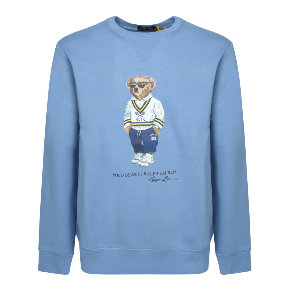 Polo Ralph Lauren Blå Bomulls Sweatshirt med Polo Bear Blue, Herr