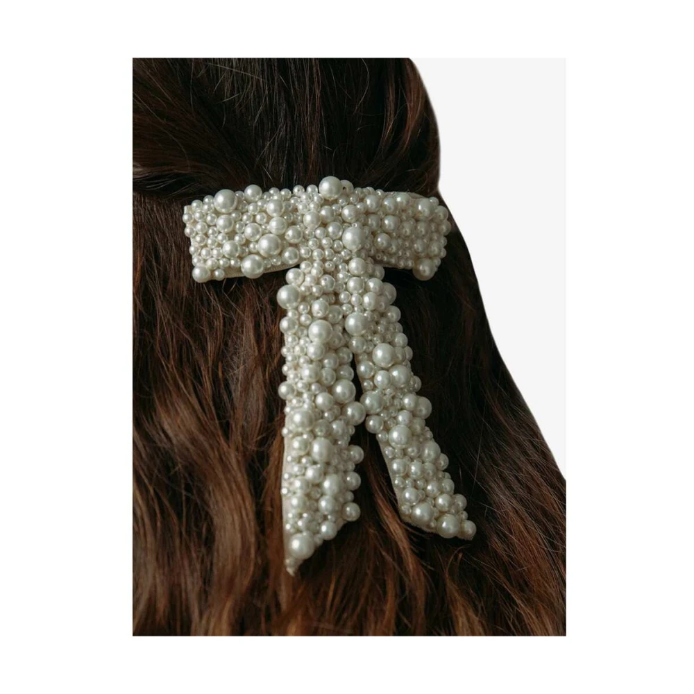 Jennifer Behr Parel Strik Haaraccessoire Clip White Dames