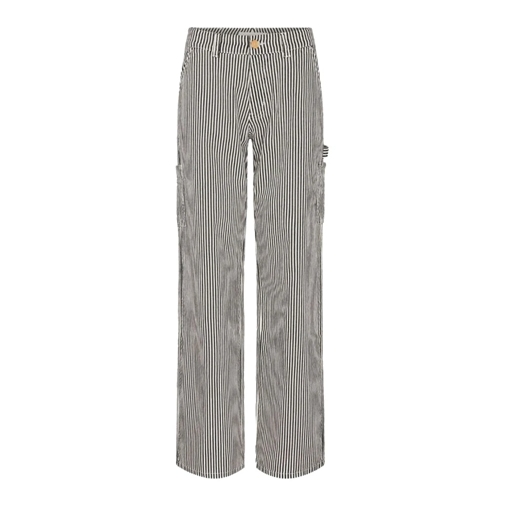 Sofie Schnoor Multicolor Straight Trousers, Female, L, Black Cargo Trousers With Striped Print