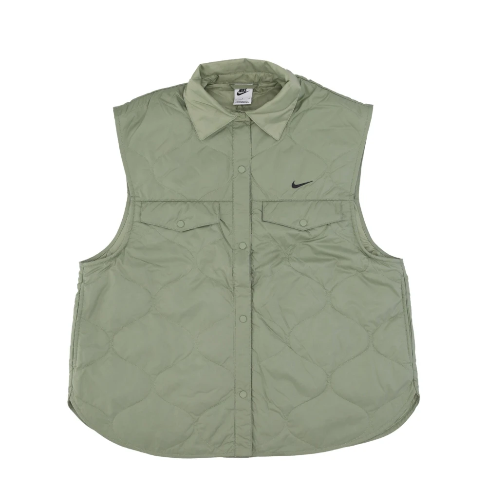 Nike Women's Green Quilted Sleeveless Sportswear Vest