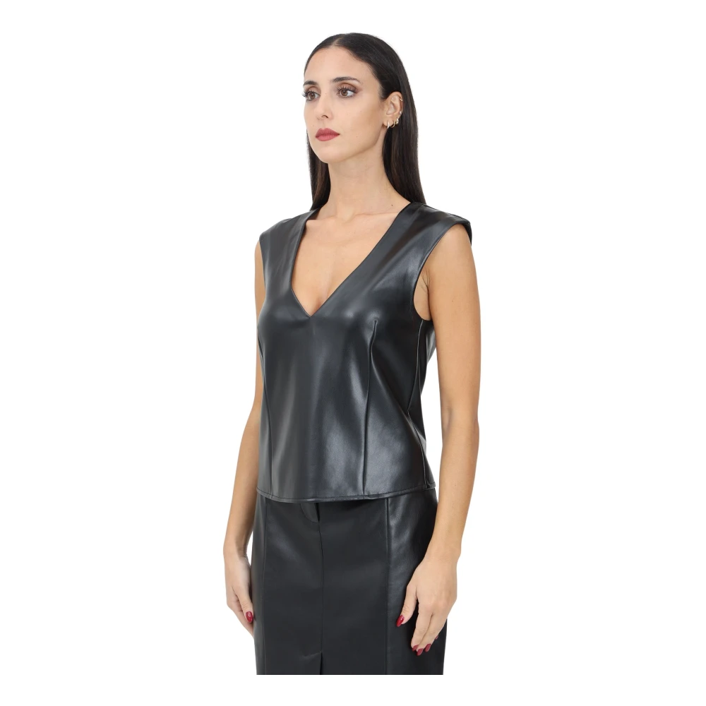 PATRIZIA PEPE Elegante Zwarte Top Glam Rock Stijl Black Dames