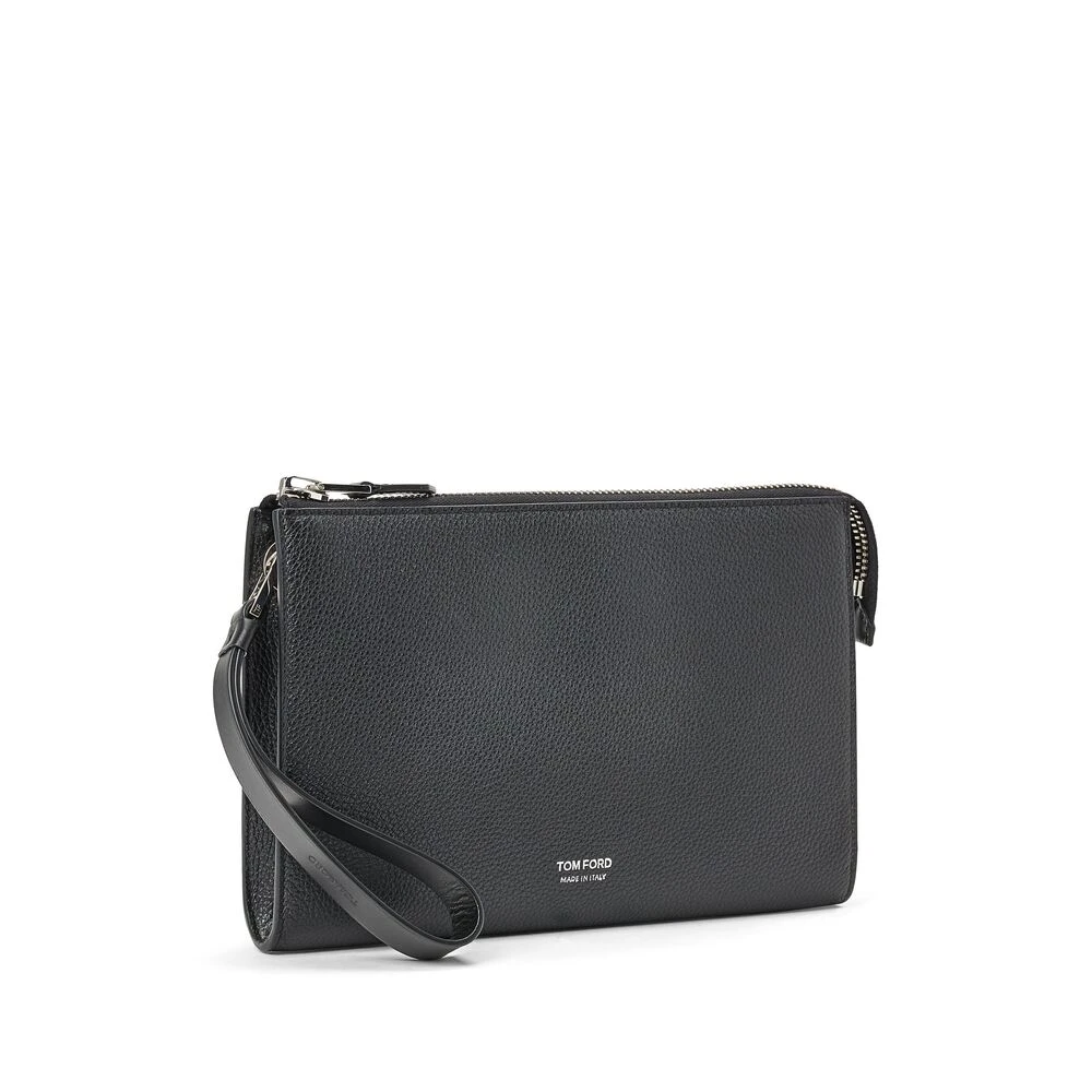 Tom Ford Zwarte leren Bum Bag Logo Print Black Heren