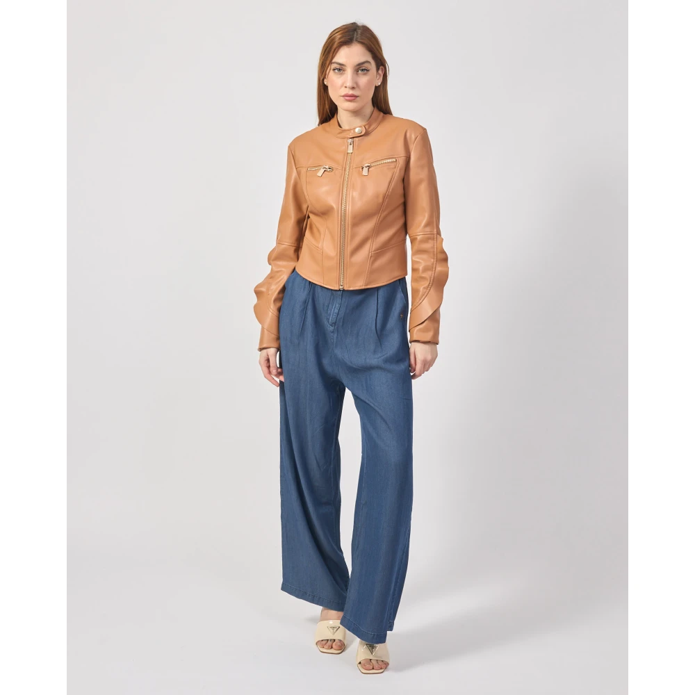Relish Bruine Trendy Jas met Koreaanse Kraag Brown Dames