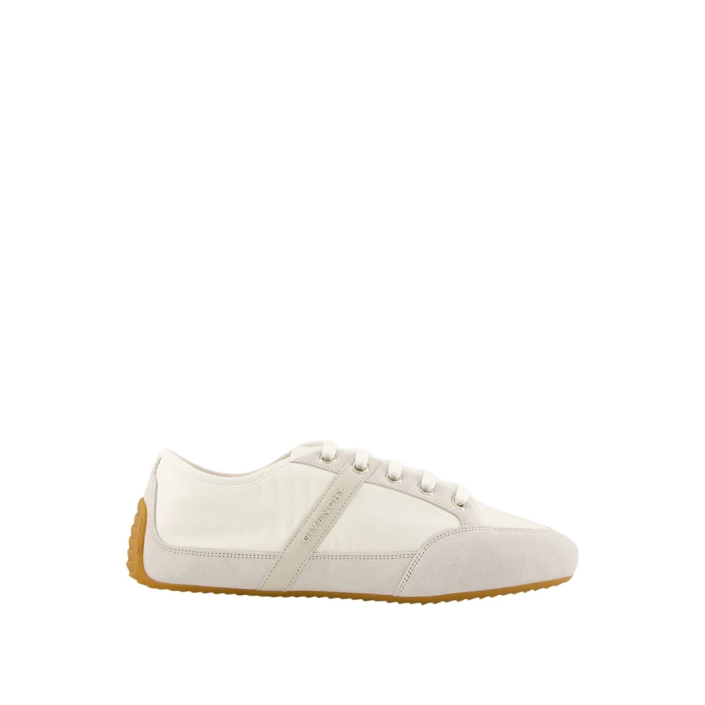 Givenchy Men's White Sneakers, 9 Uk, Slim Trainers In Nylon And Suede