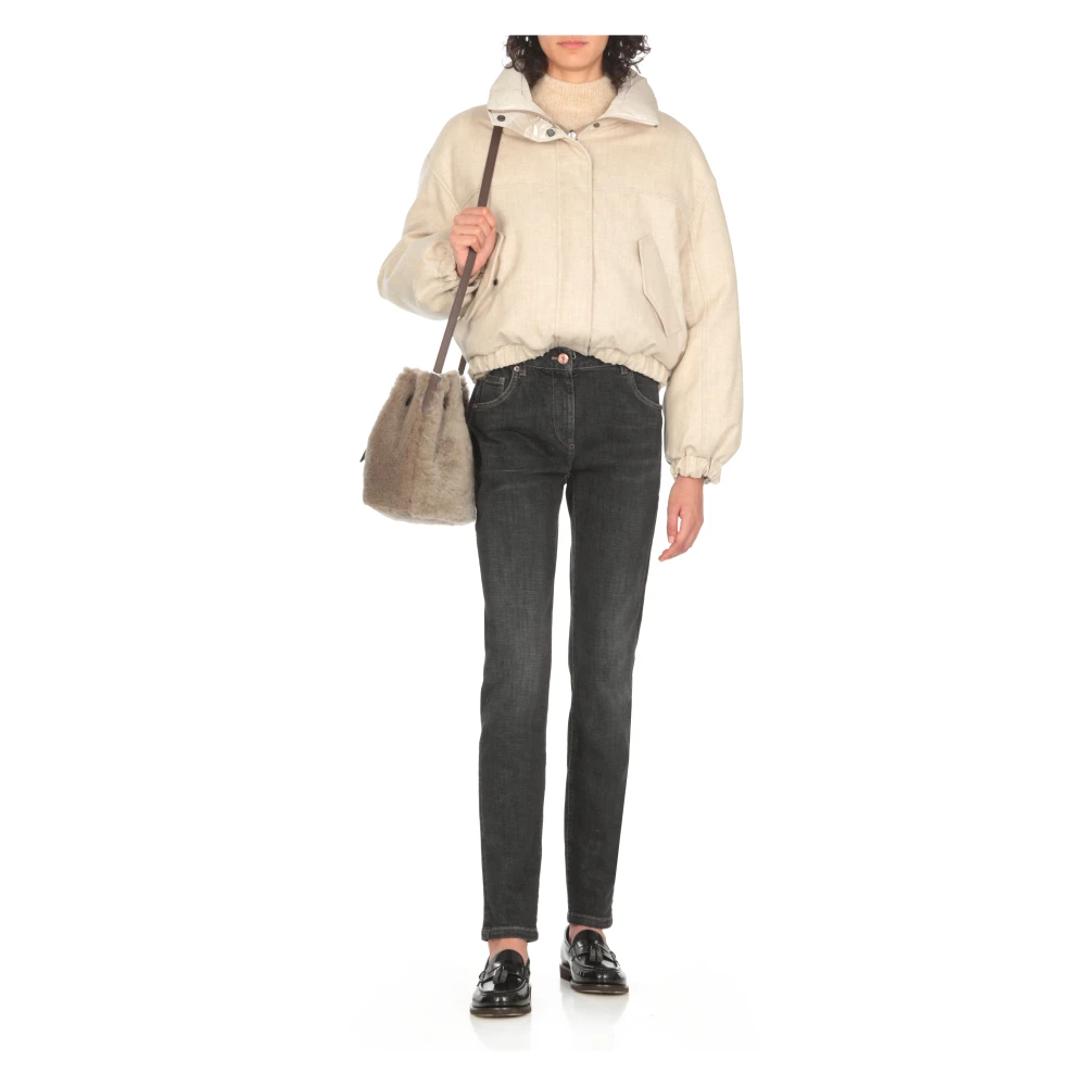 BRUNELLO CUCINELLI Gewatteerd Donsjack met Messing Detail Beige Dames