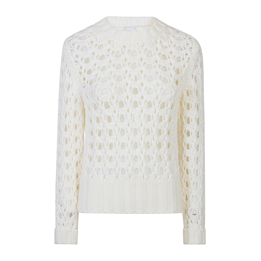 Eleventy Women's Beige Round-Neck Knitwear, L, Slim Fit Wool Crewneck Jumper