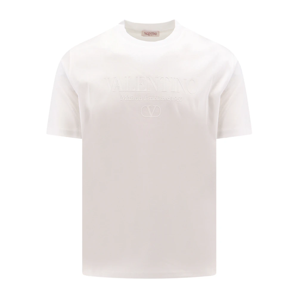 Valentino Vit Crew-neck T-shirt Kortärmad Beige, Herr