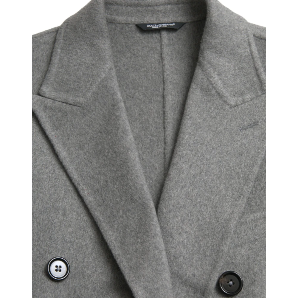 Dolce & Gabbana Grijze Cashmere Trenchcoat Jas Gray Heren