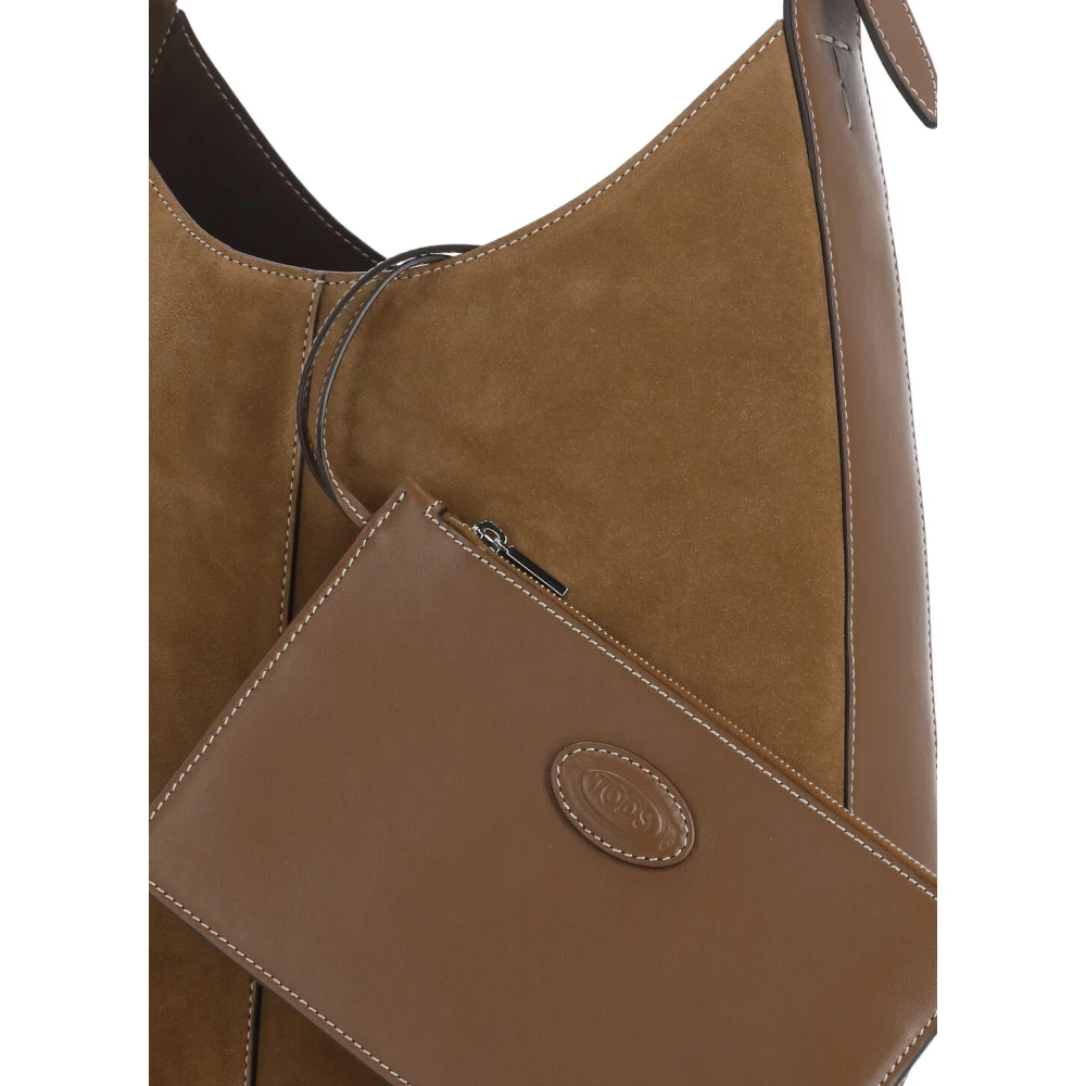TOD'S Bruine Suède Lederen Schoudertas Brown Dames