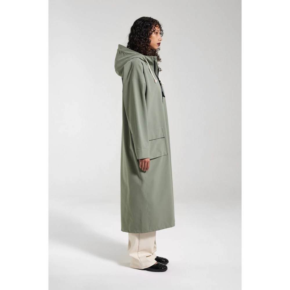 Stutterheim Matte Lange Regenjas met Aqua Guard Rits Green Dames