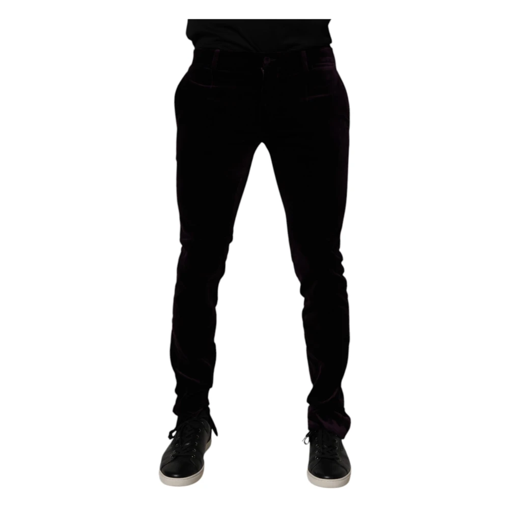 Dolce & Gabbana Purple Dress Trousers - Male - Slim-Fit Trousers - M - Trousers