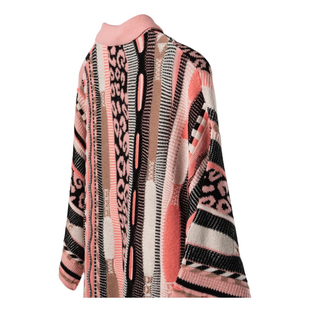 Laneus Luxe Jacquard Gebreid Poloshirt Pink Heren